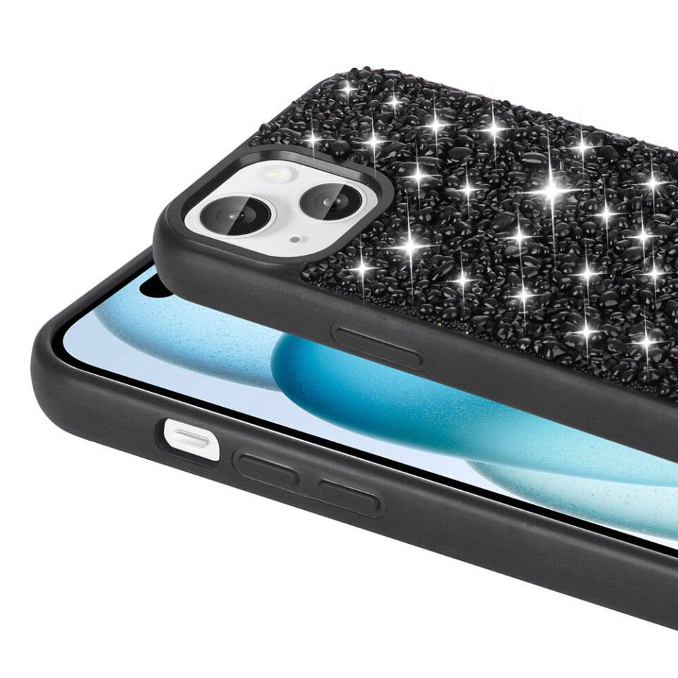 Apple iPhone 15 Kılıf Parlak Taşlı Tasarım HEPTEKİLETİŞİM Linea Diamond Kapak