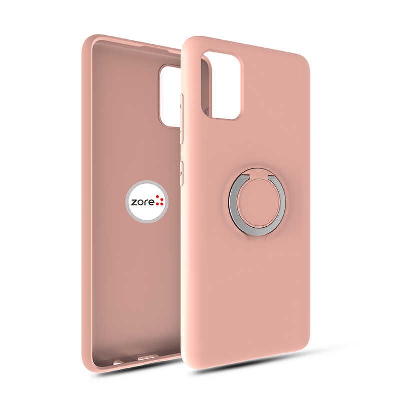 Samsung Galaxy A81 (Note 10 Lite) Kılıf Mat Pastel İnce Yüzüklü Yumuşak Silikon Kapak (Plex) Pembe Açık