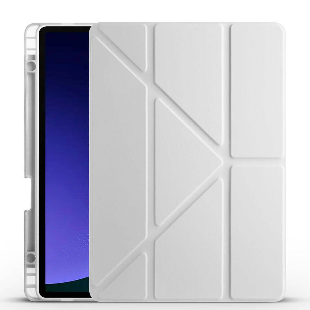 Samsung Galaxy Tab S10 Kılıf Kalem Bölmeli Standlı 360 Derece Tam Korumalı Tasarım (TR) Gri