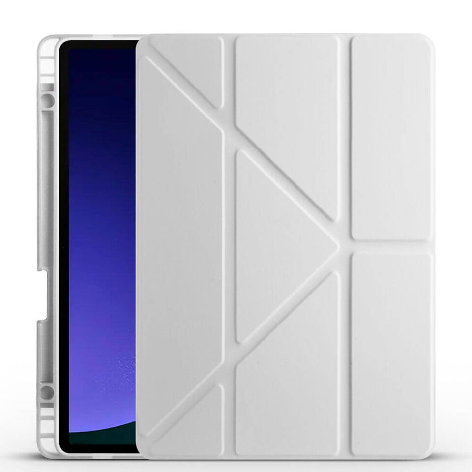 Samsung Galaxy Tab S10 Kılıf Kalem Bölmeli Standlı 360 Derece Tam Korumalı Tasarım (TR) Gri