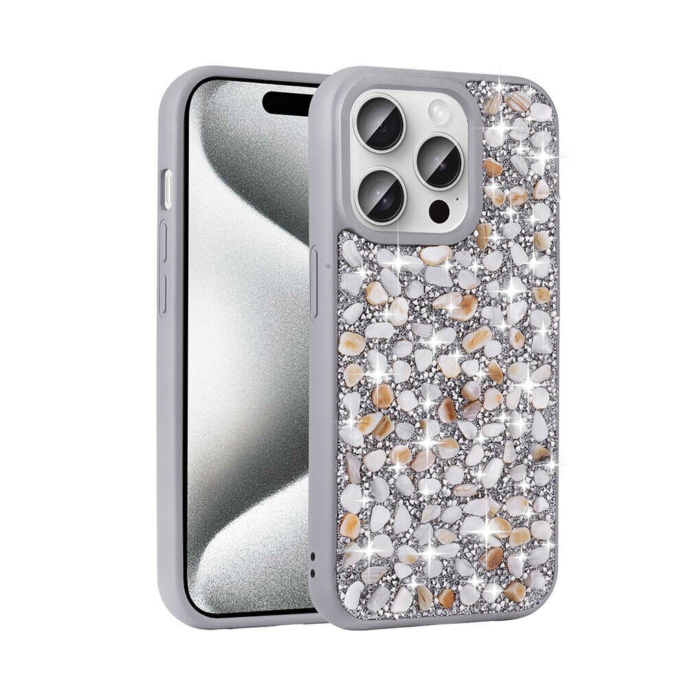 Apple iPhone 15 Pro Kılıf Parlak Taşlı Tasarım HEPTEKİLETİŞİM Linea Diamond Kapak