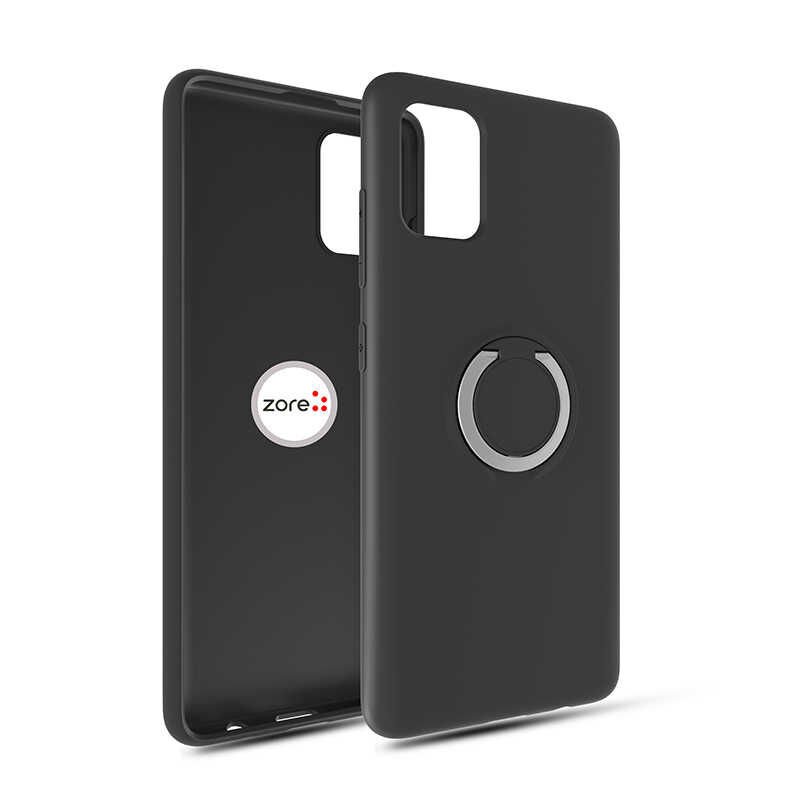 Samsung Galaxy A81 (Note 10 Lite) Kılıf Mat Pastel İnce Yüzüklü Yumuşak Silikon Kapak (Plex) Siyah