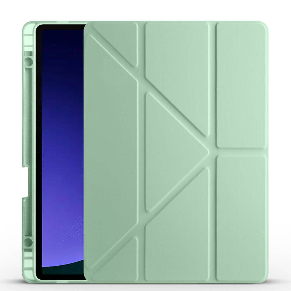 Samsung Galaxy Tab S10 Kılıf Kalem Bölmeli Standlı 360 Derece Tam Korumalı Tasarım (TR) Açık Yeşil