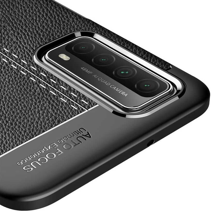 Huawei P Smart 2021 Kılıf Deri Görünümlü Renk Atmayan Dayanaklı Silikon Kapak (NİSS) Siyah