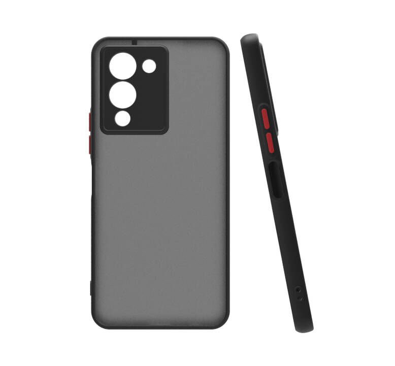 İnfinix Note 12 Kılıf Mat Kamera Korumalı Renkli Tuşlu Sert Silikon Kapak (HUX) Siyah