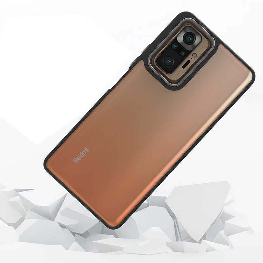 Xiaomi Poco M5S Kılıf Kamera Çıkıntılı Arkası Şeffaf Hassas Tuşlu Kenarlı Kapak (Flora) Rose Gold