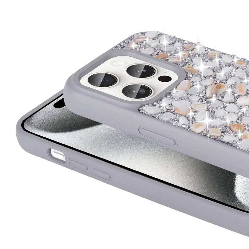 Apple iPhone 15 Pro Max Kılıf Parlak Taşlı Tasarım HEPTEKİLETİŞİM Linea Diamond Kapak