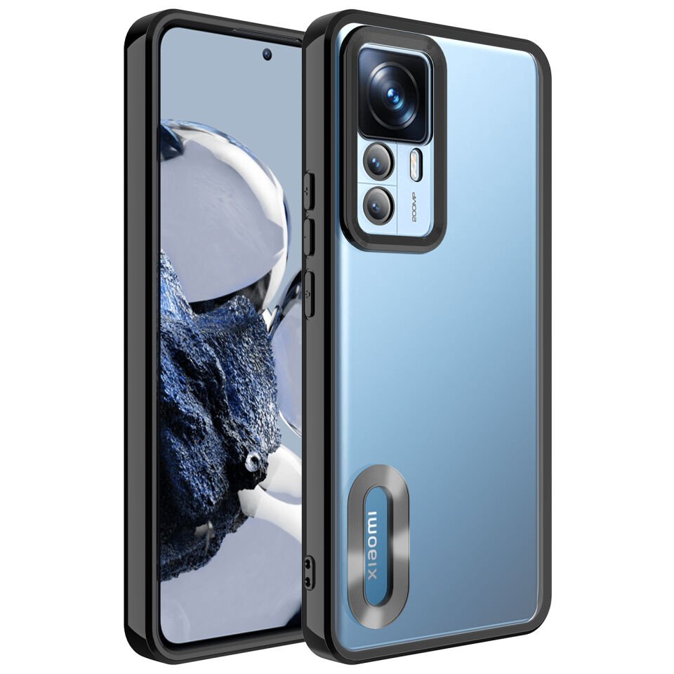 Xiaomi Mi 12T Kılıf Kamera Lens Korumalı Logo Gösteren Parlak Kenarlı Kapak (OMEGA) Gold
