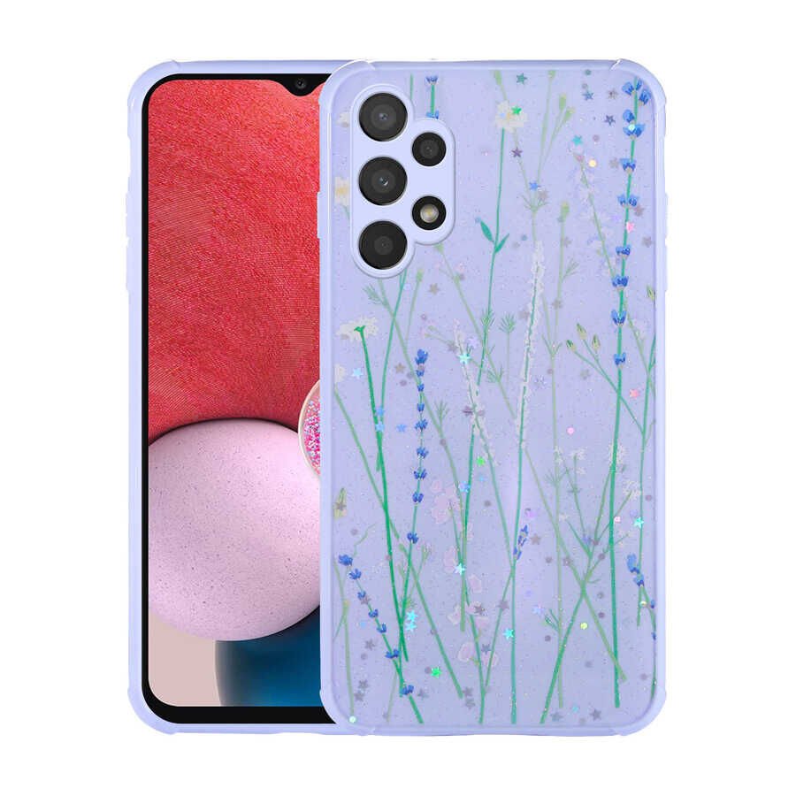 Samsung Galaxy A13 4G Kılıf Simli Desenli Kamera Korumalı Parlak HEPTEKİLETİŞİM Popy Kapak