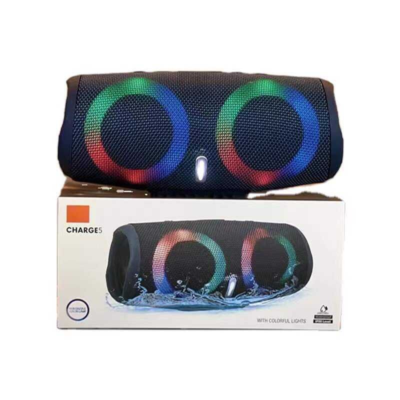 Bluetooth Speaker Hoparlör RGB Led Işıklandırma IP5X Suya Dayanıklılık Sertifikası (Charger 5) Siyah