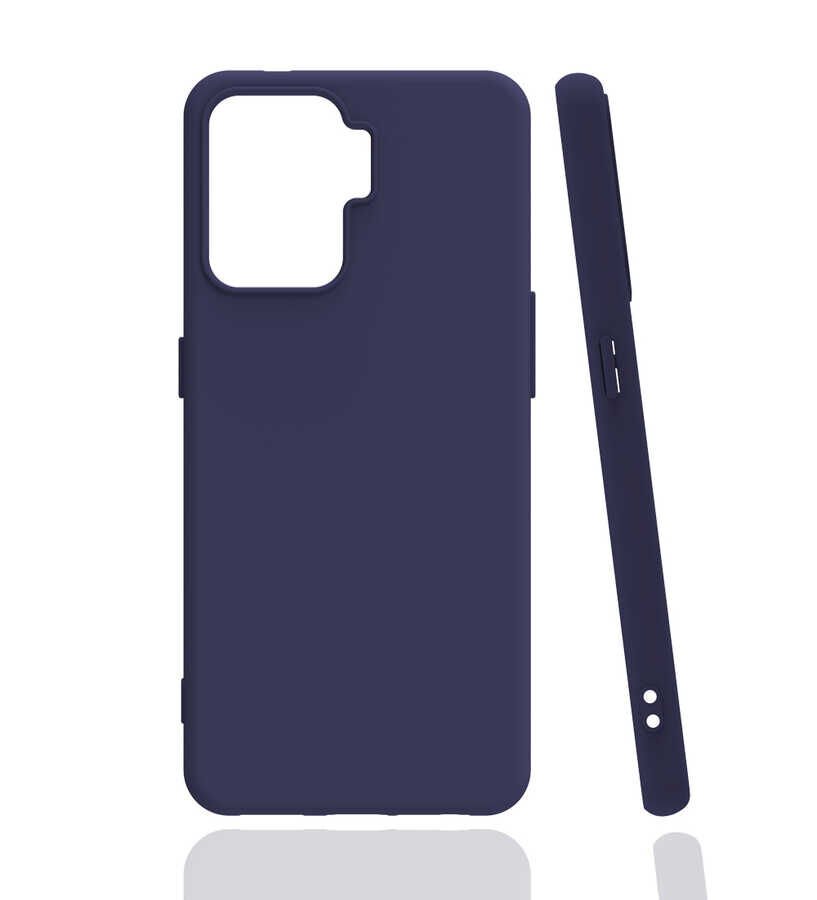 Oppo Reno 5 Lite Kılıf Kamera Korumalı Esnek Renkli Silikon Kapak (Biye) Lacivert