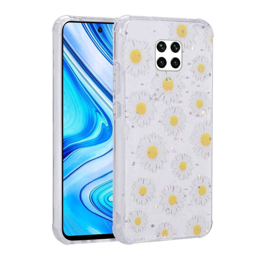Xiaomi Redmi Note 9S Kılıf Simli Desenli Kamera Korumalı Parlak HEPTEKİLETİŞİM Popy Kapak