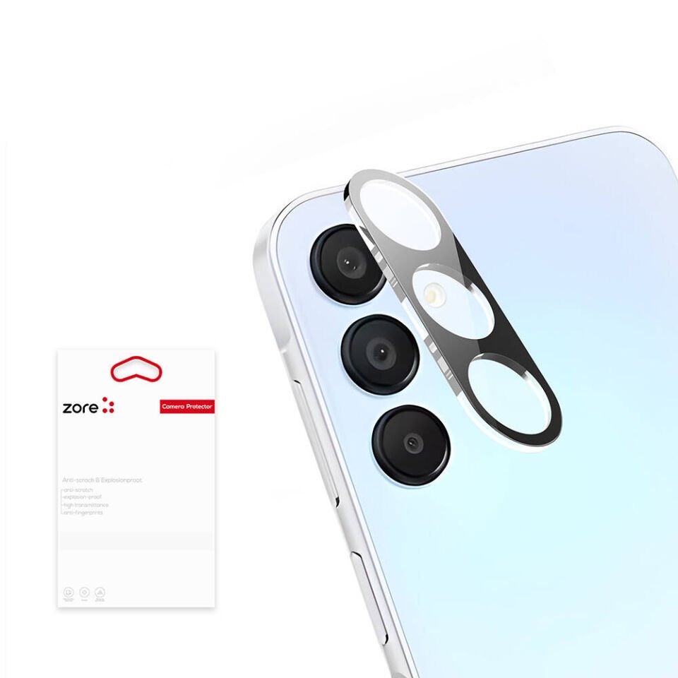 Samsung Galaxy A15 Kamera Lens Koruyucu Siyah Çerçeveli Korunaklı (3D K.C) Siyah