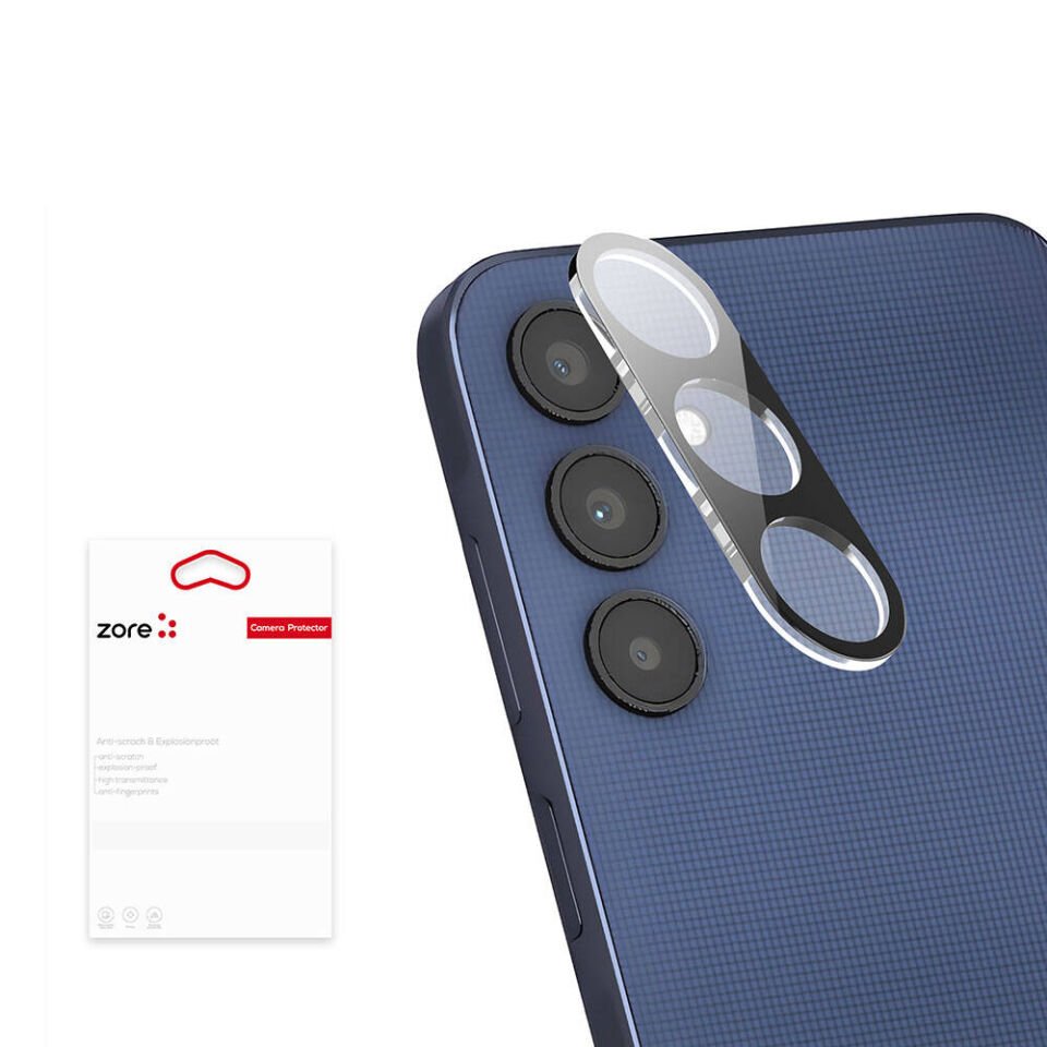 Samsung Galaxy A25 Kamera Lens Koruyucu Siyah Çerçeveli Korunaklı (3D K.C) Siyah