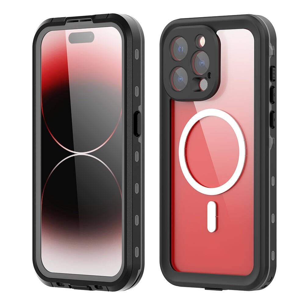 Apple iPhone 15 Pro Max Kılıf 360 Koruma Su Geçirmez Toz Geçirmez Magsafe Wireless Kapak (SU) Siyah