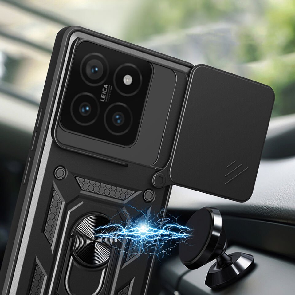 Xiaomi 14T Pro Kılıf Magnetik Standlı Kamera Korumalı HEPTEKİLETİŞİM Sürgülü Vega Kapak