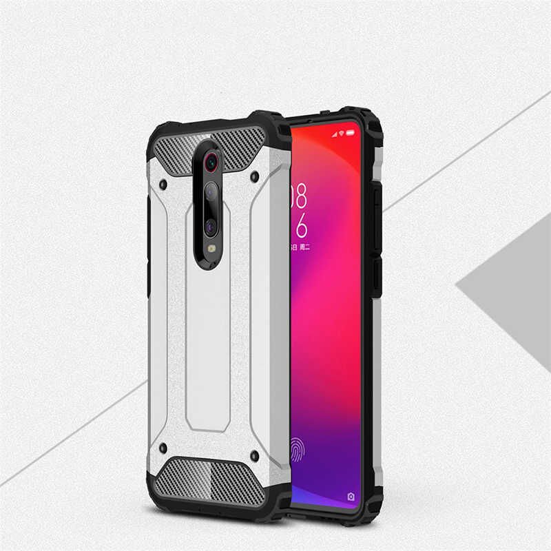 Xiaomi Mi 9T Kılıf Armor Köşe Korumalı Çift Katman Tank Zırh Kapak (CRASH) Gri