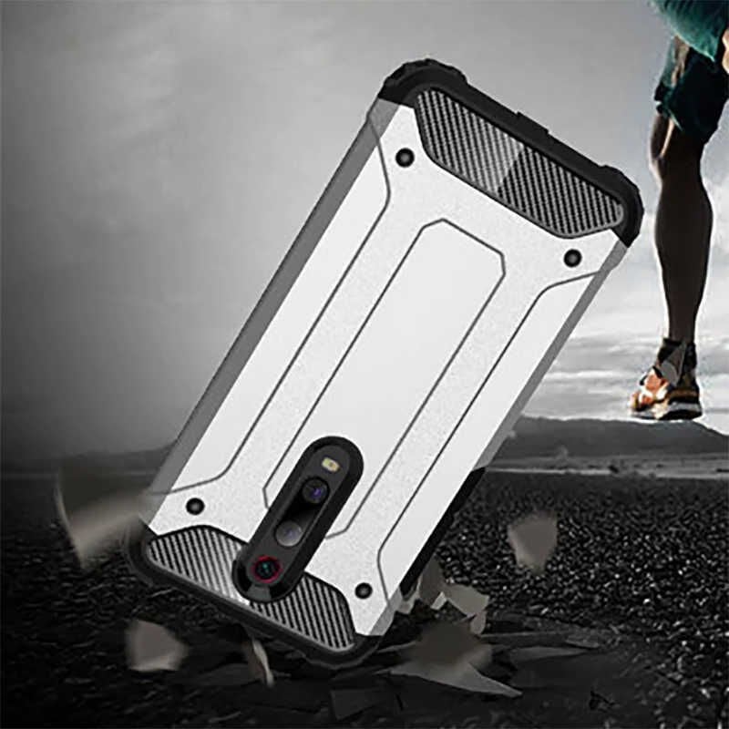 Xiaomi Mi 9T Kılıf Armor Köşe Korumalı Çift Katman Tank Zırh Kapak (CRASH) Gri