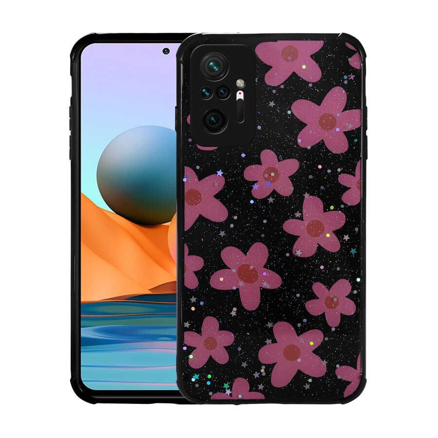 Xiaomi Redmi Note 10 Pro Kılıf Simli Desenli Kamera Korumalı Parlak HEPTEKİLETİŞİM Popy Kapak