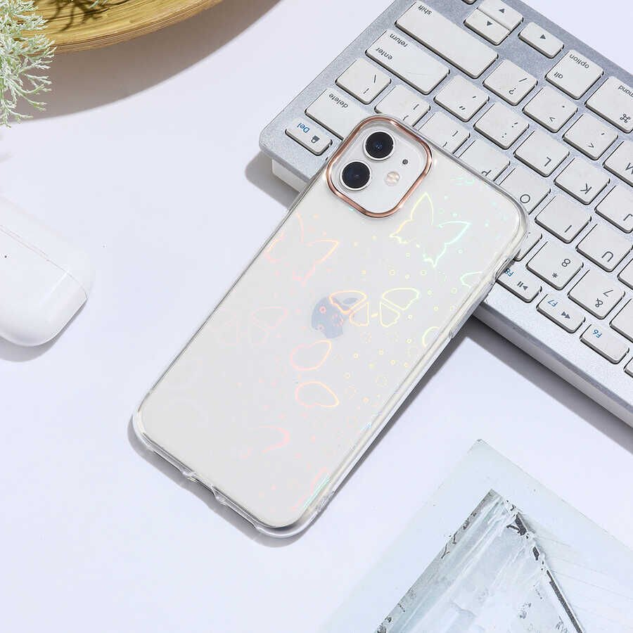 Apple iPhone 11 Kılıf Renkli Transparan Parlak Desenli Sert Kapak (SİDNEY) Butterfly No2