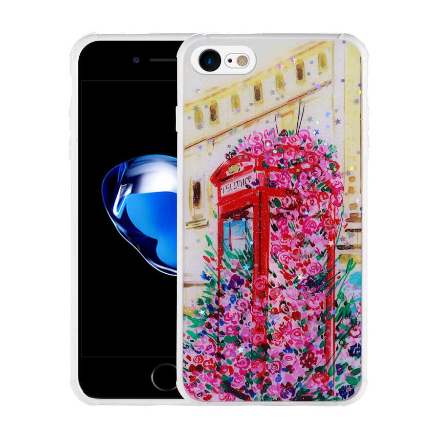Apple iPhone 7 Kılıf Simli Desenli Kamera Korumalı Parlak HEPTEKİLETİŞİM Popy Kapak