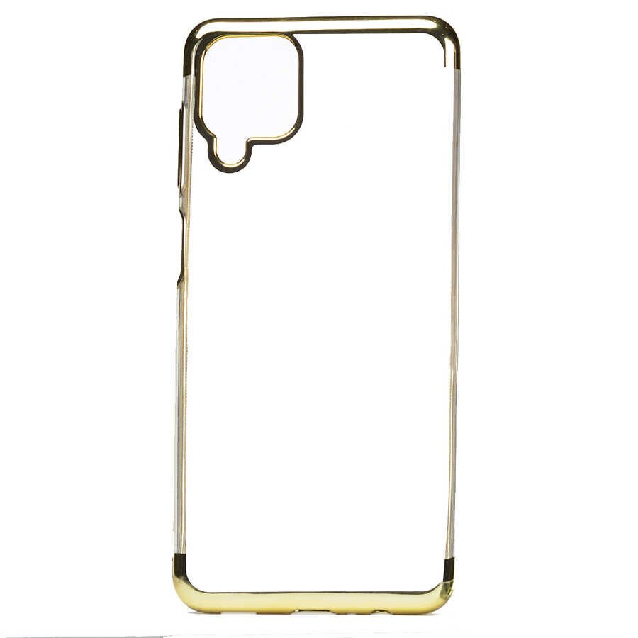 Samsung Galaxy M12 Kılıf Dört Köşe Renkli Lazer Şeffaf Silikon Kapak (GLİTTER) Rose Gold