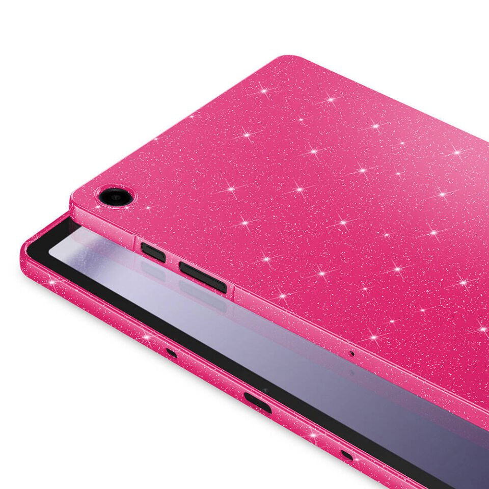 Samsung Galaxy Tab S10 Kılıf Kamera Korumalı Simli Renkli Parlak Silikon Kapak (Koton) Lila