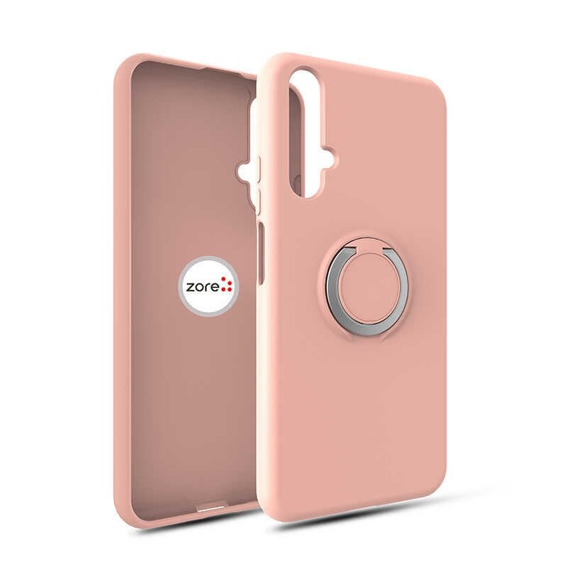 Huawei Honor 20 Kılıf Mat Pastel Renkli Ultra İnce Yüzüklü Yumuşak Silikon Kapak (Plex) Pembe Açık