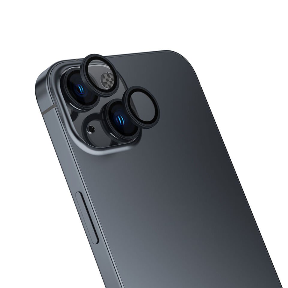 iPhone 15 Plus Kamera Lens Koruyucu (KOLAY TAKMA APARATLI) CL-13 Siyah