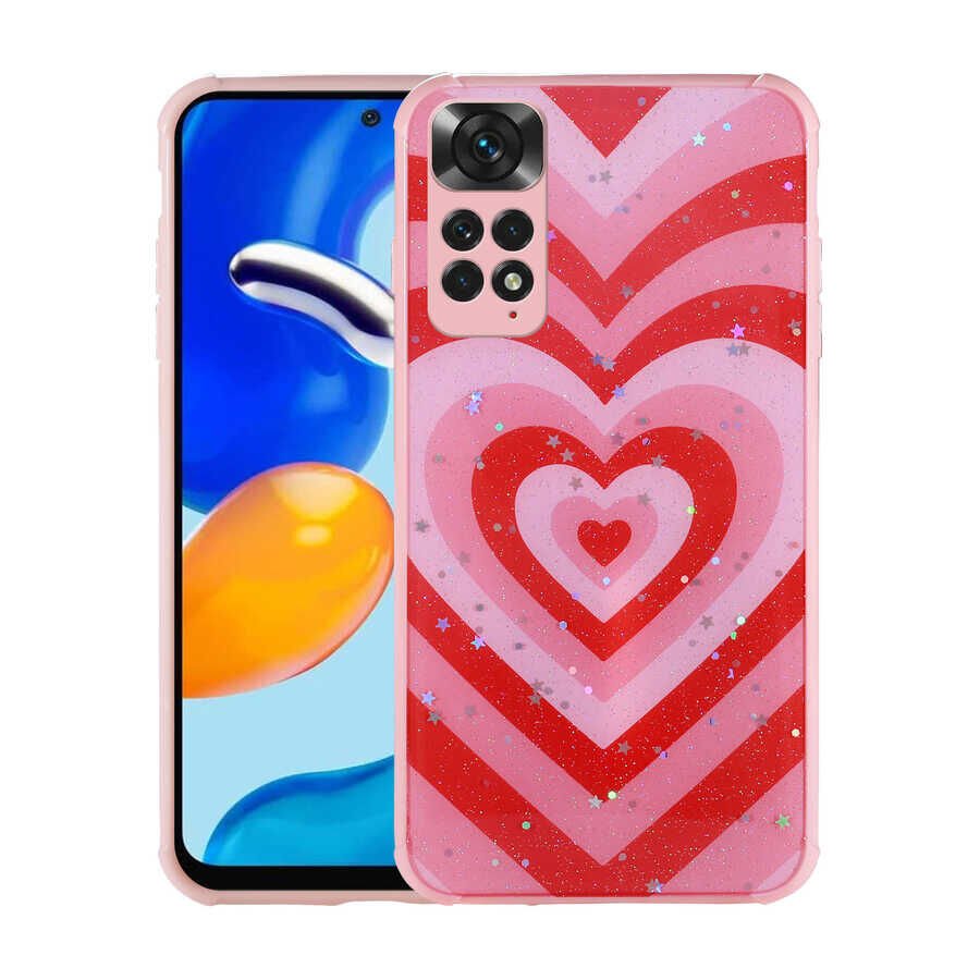 Xiaomi Redmi Note 11S Global Kılıf Simli Desenli Kamera Korumalı Parlak HEPTEKİLETİŞİM Popy Kapak
