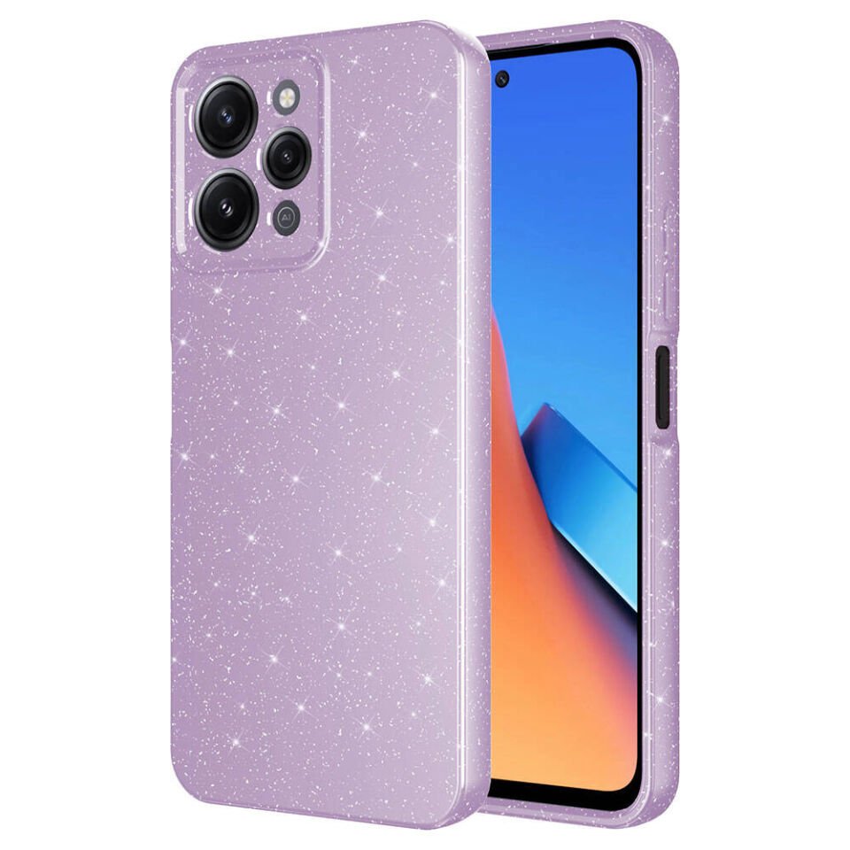 Xiaomi Redmi 12 Kılıf Kamera Korumalı Simli Renkli Parlak Silikon Kapak (Koton) Turuncu