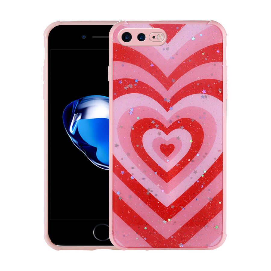 Apple iPhone 7 Plus Kılıf Simli Desenli Kamera Korumalı Parlak HEPTEKİLETİŞİM Popy Kapak