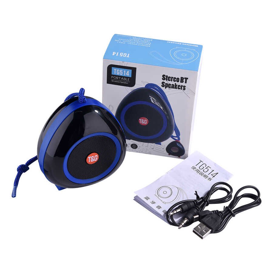 Bluetooth Speaker Hoparlör HD Kalite Ses FM Radyo Desteği (TG-514) Mavi Açık
