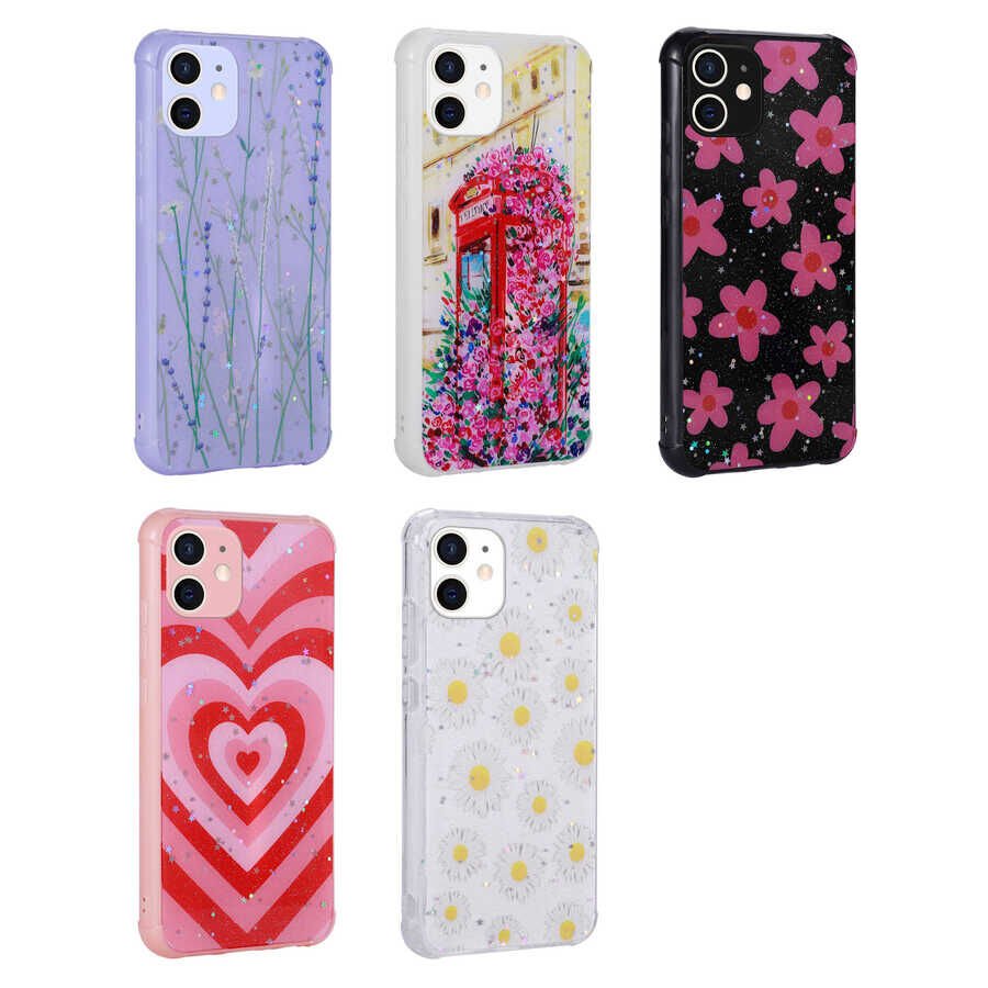 Apple iPhone 11 Kılıf Simli Desenli Kamera Korumalı Parlak HEPTEKİLETİŞİM Popy Kapak