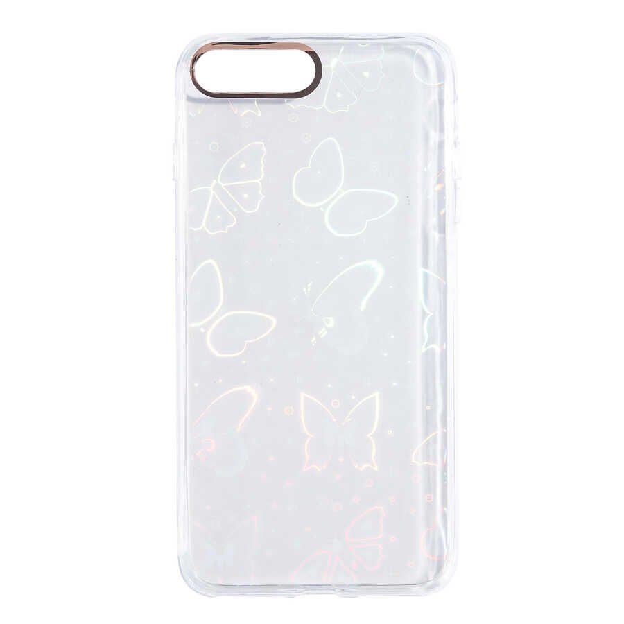 Apple  iPhone 8 Plus Kılıf Renkli Transparan Parlak Desenli Sert Kapak (SİDNEY) Flower No3