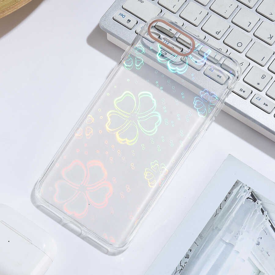 Apple  iPhone 8 Plus Kılıf Renkli Transparan Parlak Desenli Sert Kapak (SİDNEY) Flower No3