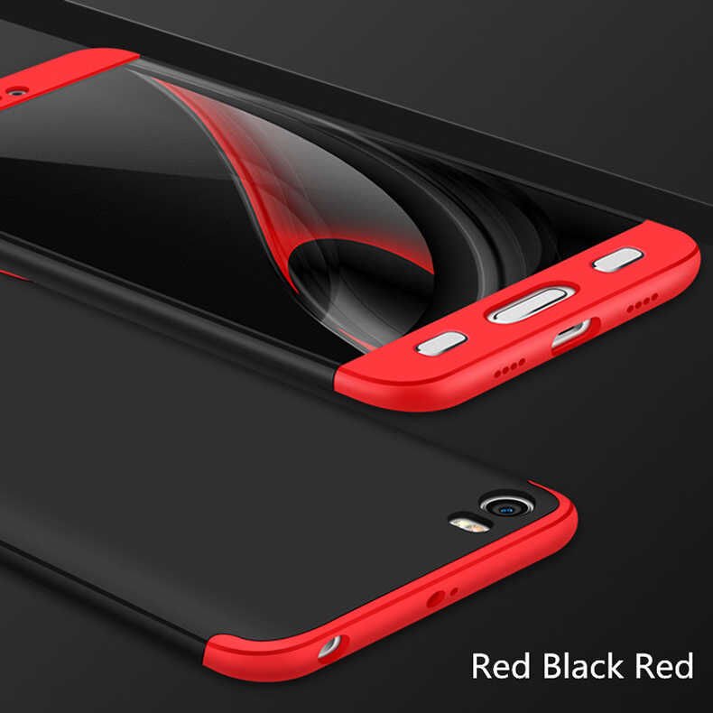 Xiaomi Mi 5 Kılıf 360 Tam Koruma Ön Ve Arka Sert Mika Kapak Orjinal Ays Gkk Kapak Siyah-Kırmızı