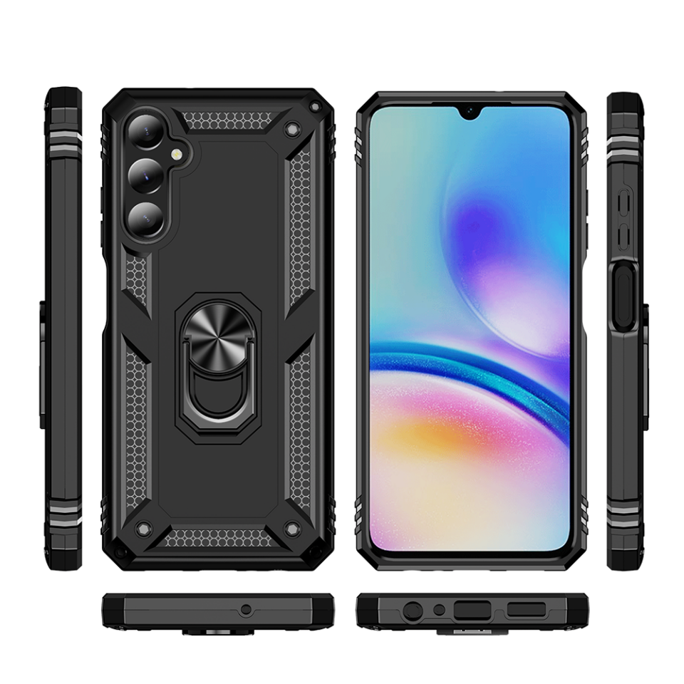 Samsung Galaxy A05S Kılıf Tank Zırh Yüzüklü Mıknatıslı Standlı Kapak (VEGA) Mavi