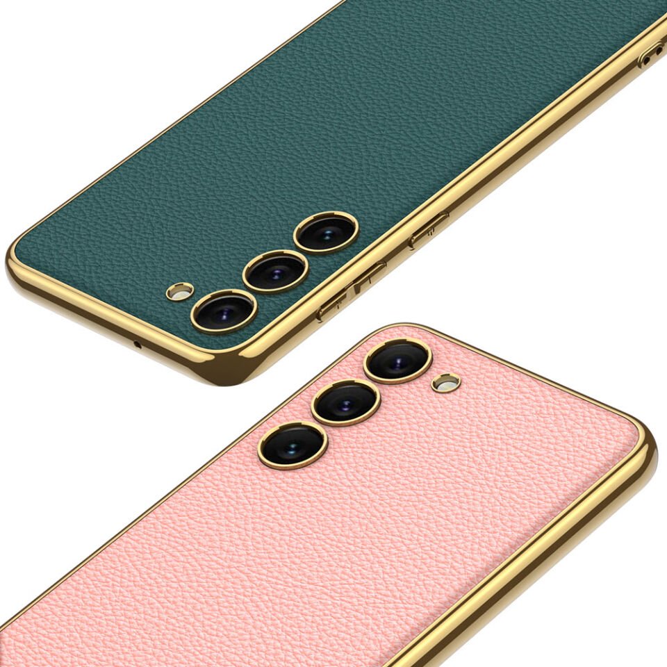 Samsung Galaxy S23 Plus Kılıf Deri Görünümlü Kenarları Elektroplating Kaplama HEPTEKİLETİŞİM Fizyon Kapak