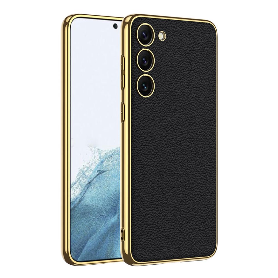 Samsung Galaxy S23 Plus Kılıf Deri Görünümlü Kenarları Elektroplating Kaplama HEPTEKİLETİŞİM Fizyon Kapak