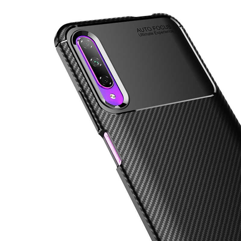 Huawei P Smart Pro 2019 Kılıf Kamera Çıkıntılı Karbon Fiber Dokulu Renk Atmaz Kapak (NEGRO) Lacivert