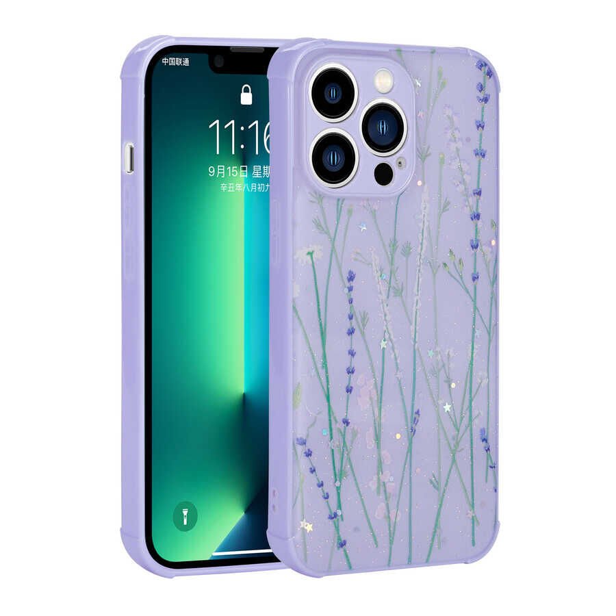 Apple iPhone 12 Pro Kılıf Simli Desenli Kamera Korumalı Parlak HEPTEKİLETİŞİM Popy Kapak