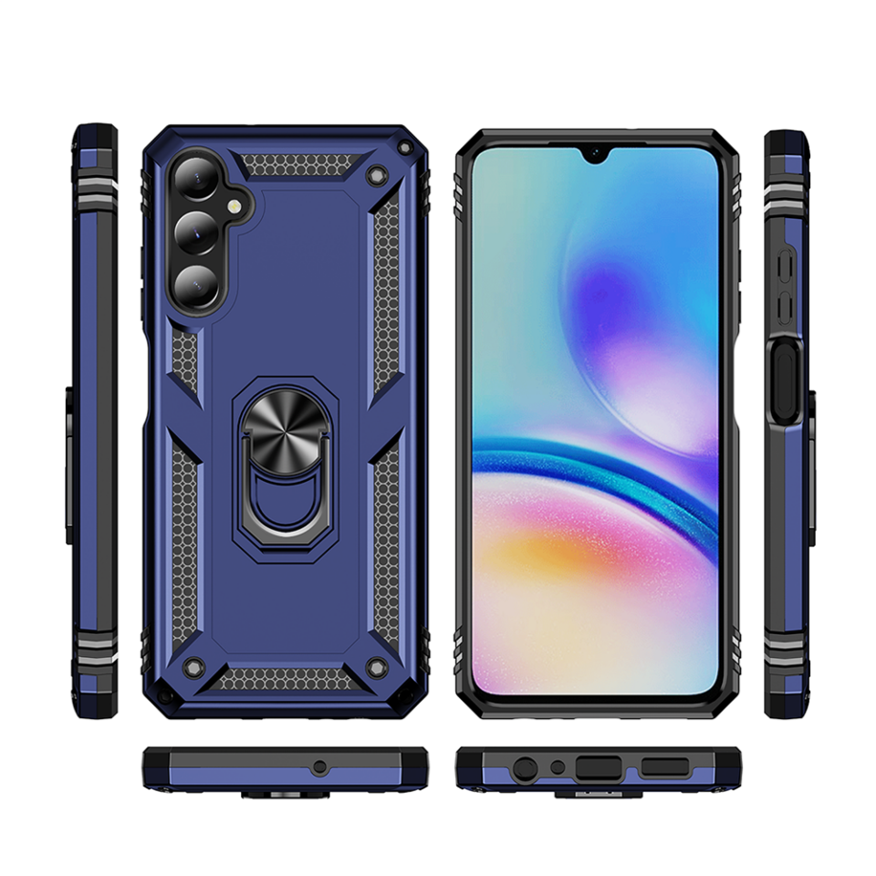 Samsung Galaxy A05S Kılıf Tank Zırh Yüzüklü Mıknatıslı Standlı Kapak (VEGA) Siyah