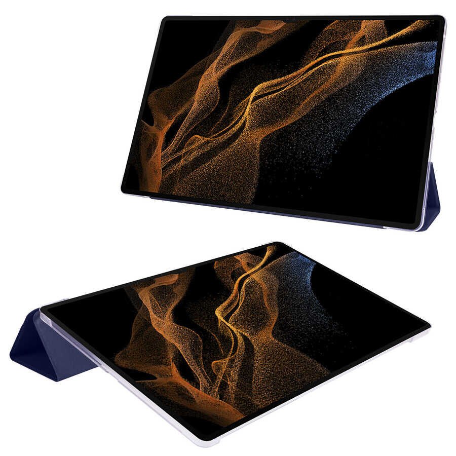 Samsung Galaxy Tab S10 Plus Kılıf Arkası Silikon Pu Deri 360 Korumalı Tasarım (SC.) Mor