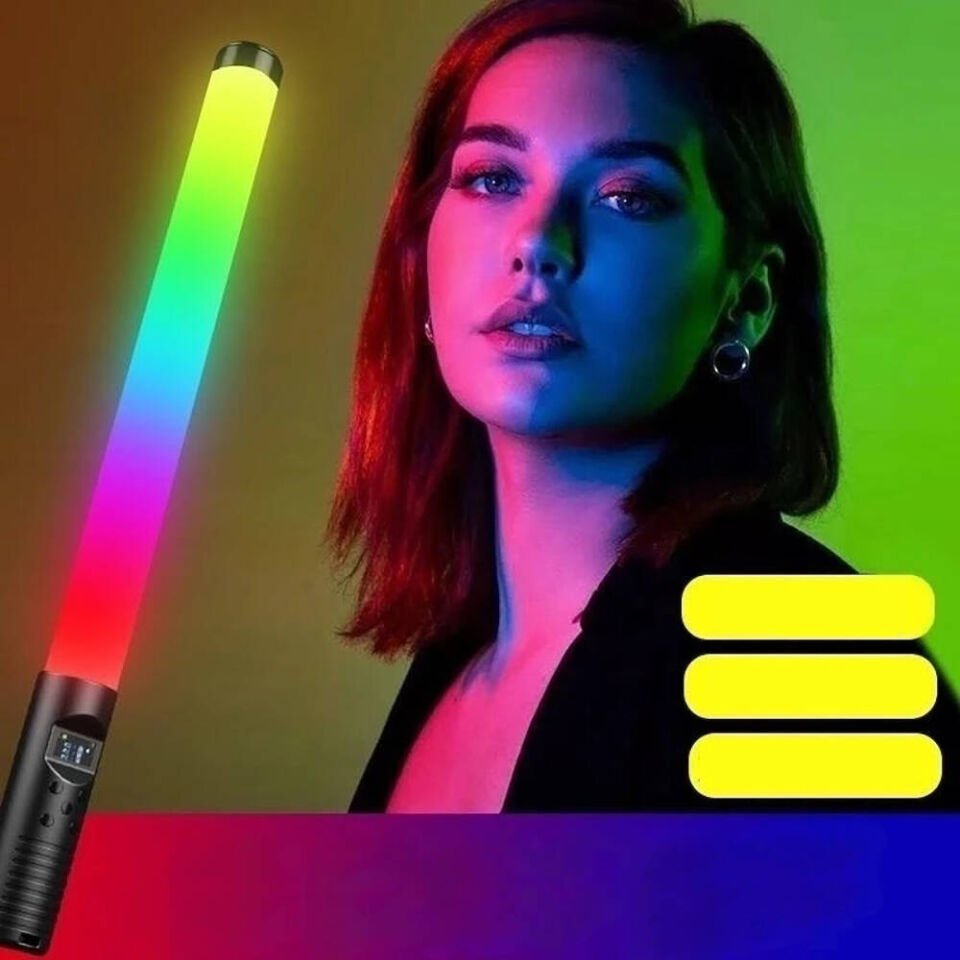 Ekran Göstergeli RGB Led Işıklı Aydınlatma Çubuğu (H2 OLED) Siyah