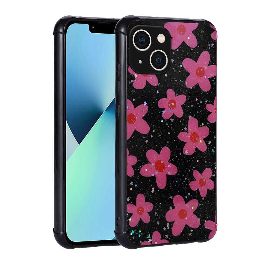 Apple iPhone 13 Kılıf Simli Desenli Kamera Korumalı Parlak HEPTEKİLETİŞİM Popy Kapak