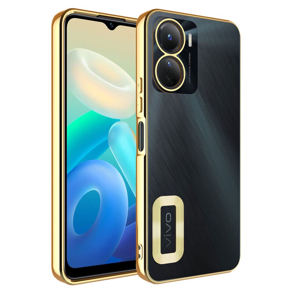 Vivo Y16 Kılıf Kamera Lens Korumalı Logo Gösteren Parlak Kenarlı Kapak (OMEGA) Lila
