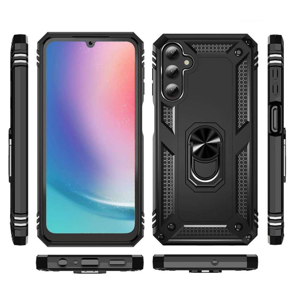 Samsung Galaxy A25 Kılıf Tank Zırh Yüzüklü Mıknatıslı Standlı Kapak (VEGA) Mavi