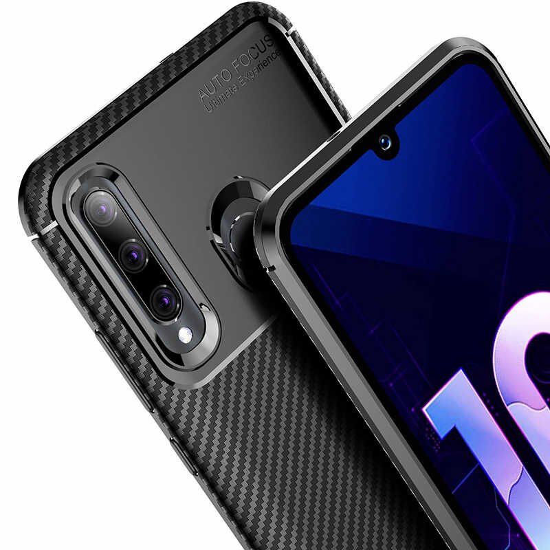 Huawei Honor 20 Lite Kılıf Kamera Çıkıntılı Karbon Fiber Dokulu Renk Atmaz Kapak (NEGRO) Siyah