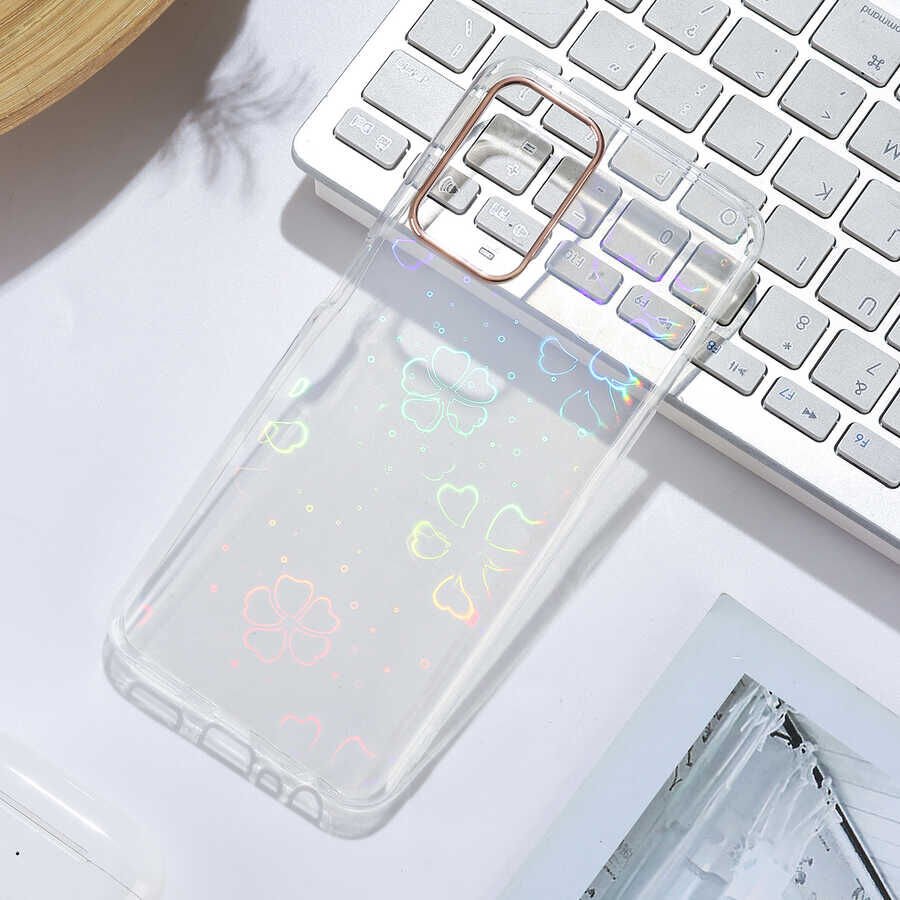 Oppo A54 4G Kılıf Renkli Transparan Parlak Desenli Sert Kapak (SİDNEY) Flower No3